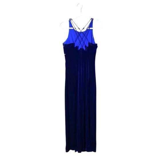 Vintage Y2K Babydoll Velvet Slip Dress 12 Maxi Fairy Grunge Whimsigoth Hoco Blue - Picture 7 of 9